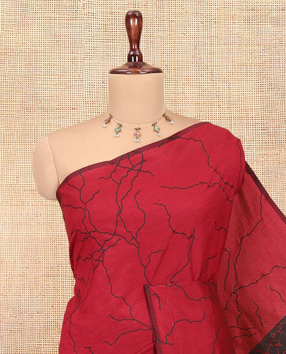 Borderless Red South Cotton Saree