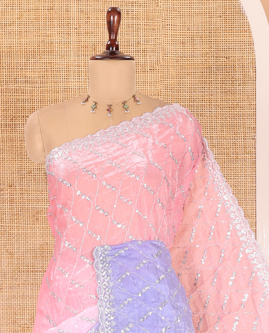 Pink-Lavender Fendy Chiffon Saree