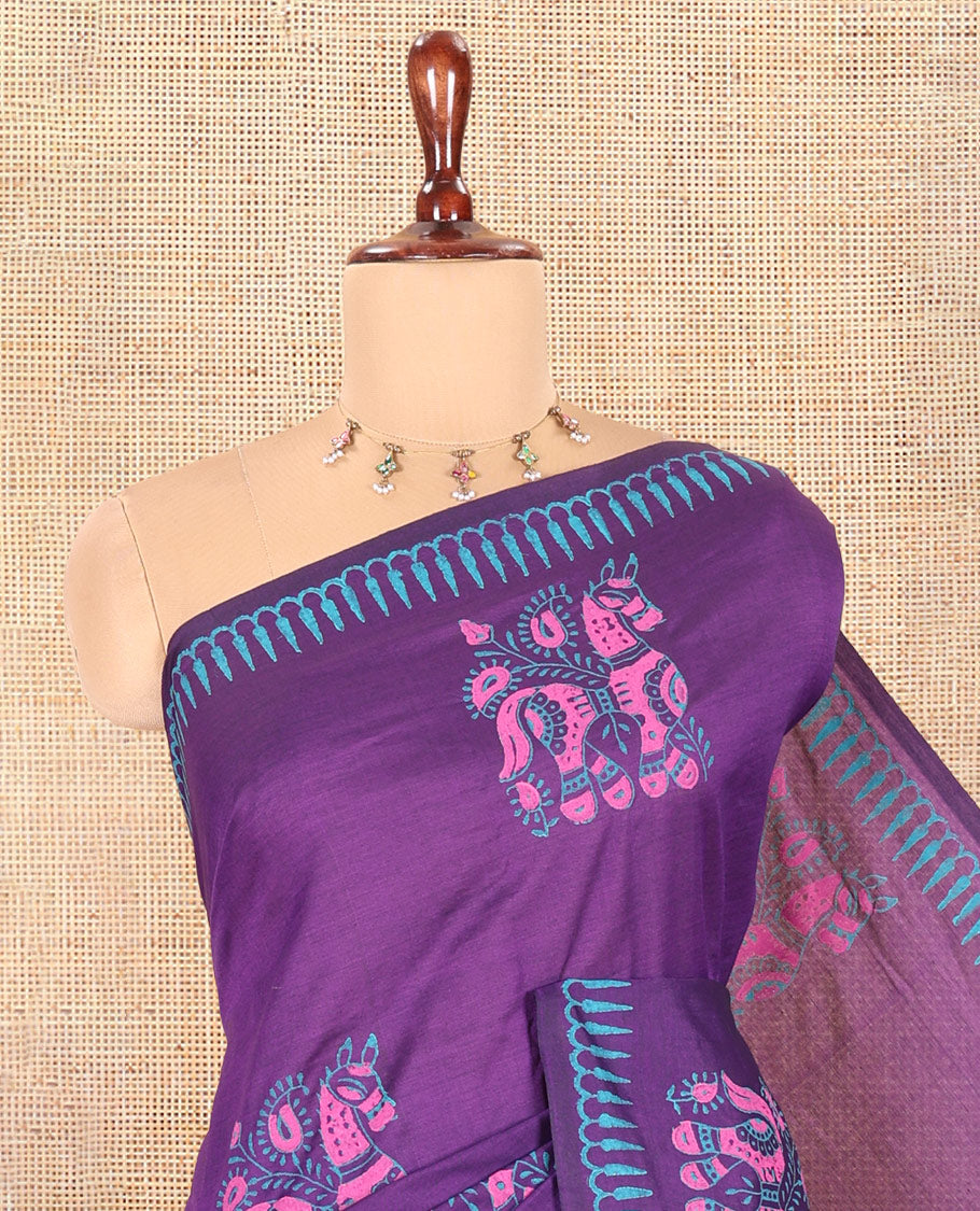 Purple South Cotton Saree