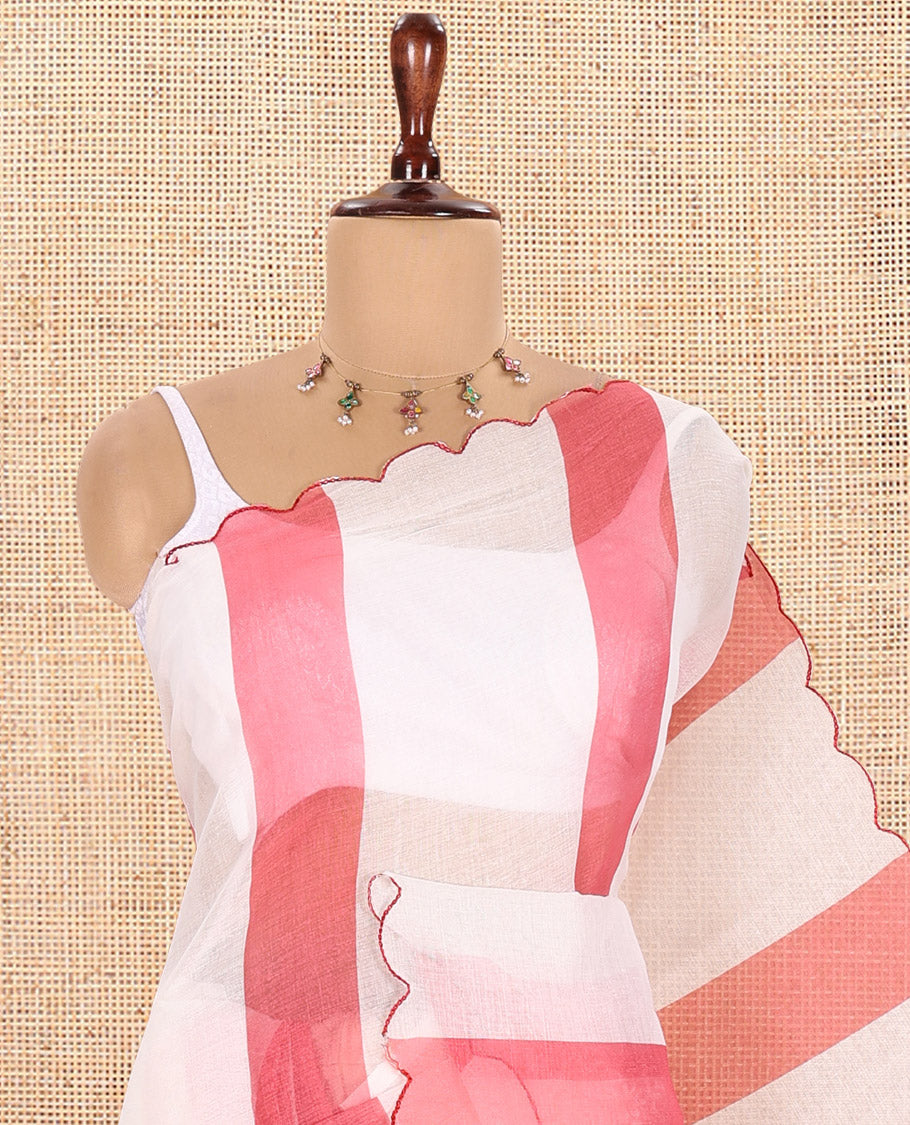 Pink Linen Cotton Saree