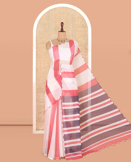 Pink Linen Cotton Saree