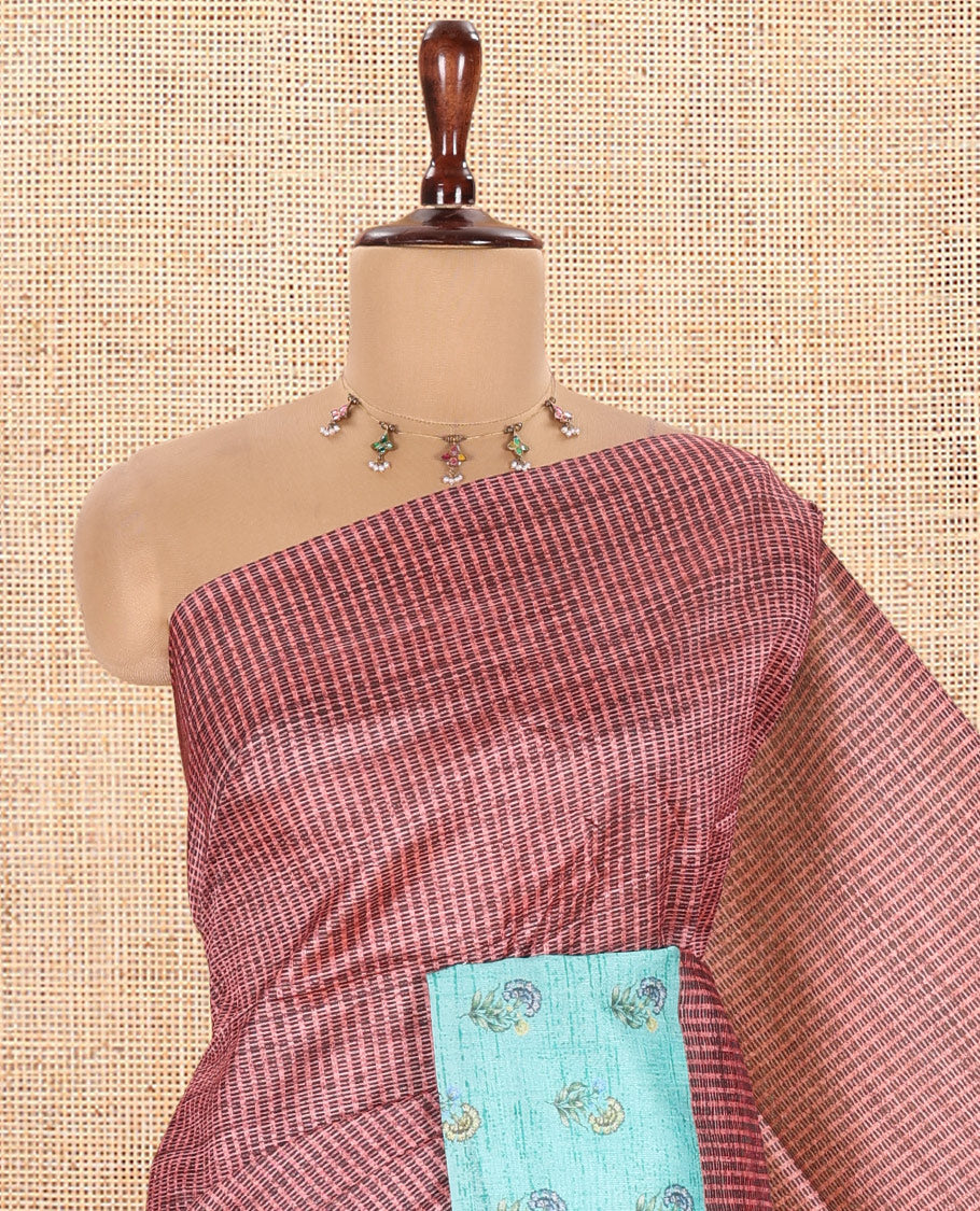 Rust Pink Semi-Tussar Saree