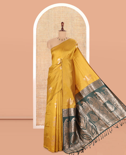 Borderless Mustard Elite Soft Silk Saree