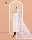 White Chanderi Material Chudiddar, Floral Print Neckwork Top, Plain Bottom, Floral Printed Dupatta