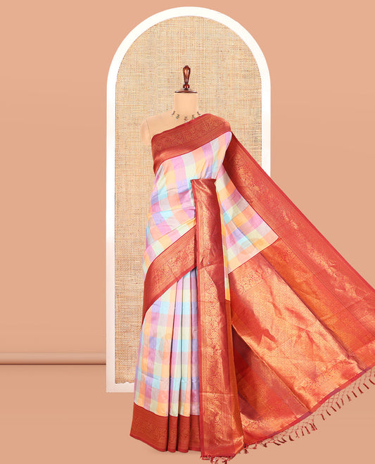 Rust Fancy Softy Silk Saree