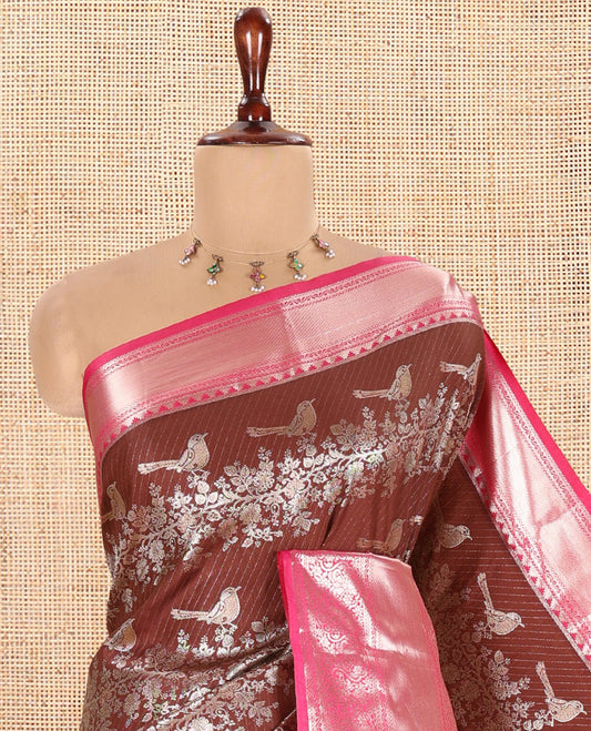 Chocolate Brown-Rani Pink Budget Silk Saree