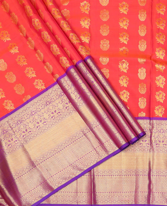 Red Pure Silk Half Saree