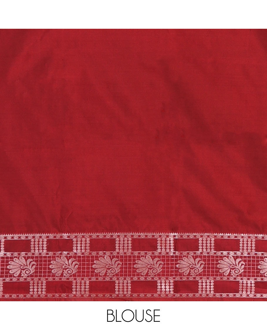 Black leaf motifs soft silk saree with contrast zari design border & floral design pallu