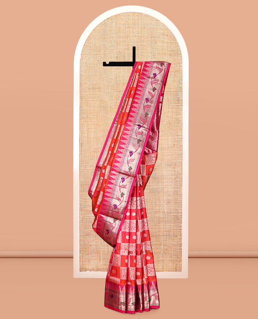 Orange Venkatagiri Silk Saree