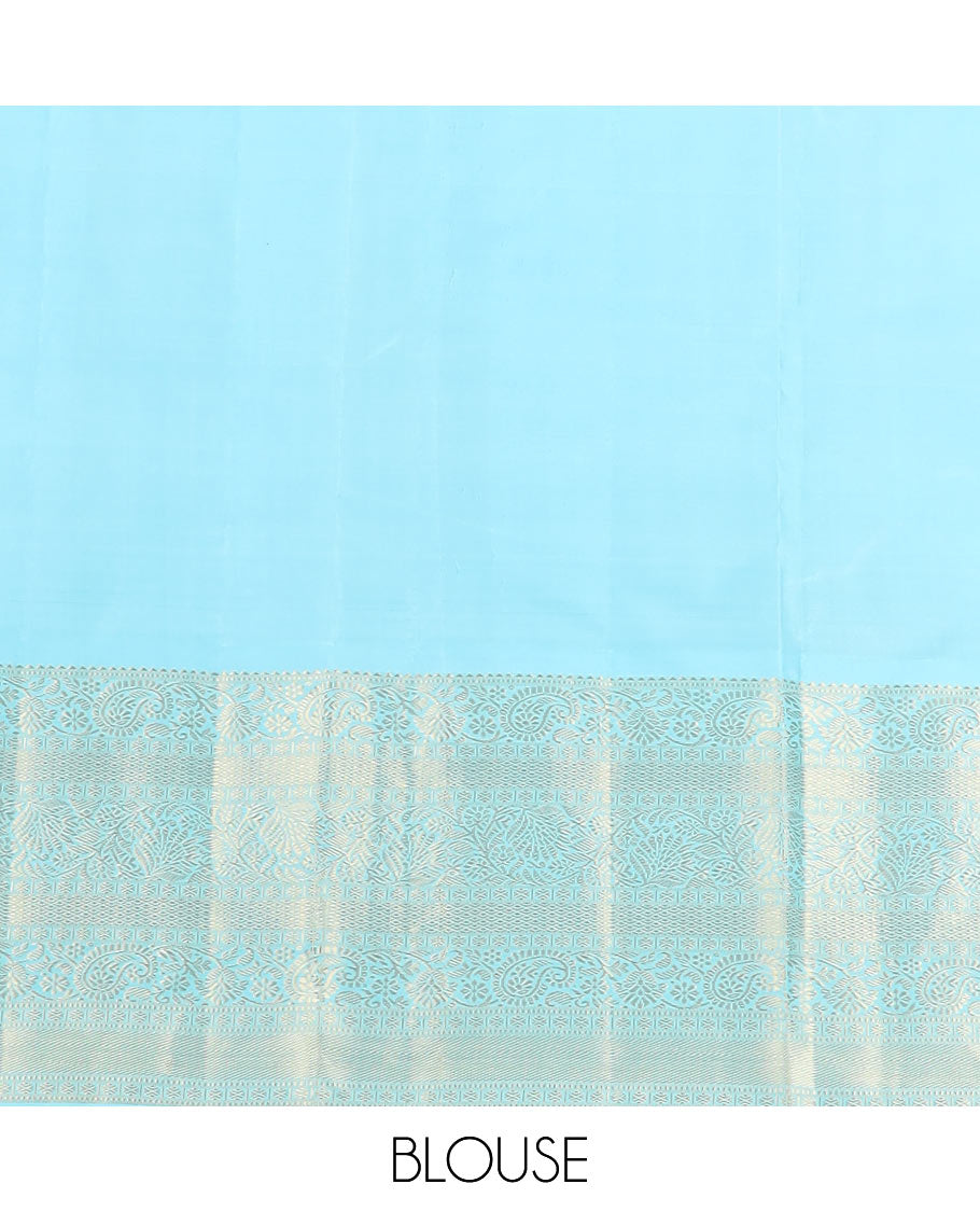 Yellow zari buttas silk saree, contrast border of rekku, muthu, kodi manga, kodi visiry, mayil kann, and rudraksham designs, and jaal pallu