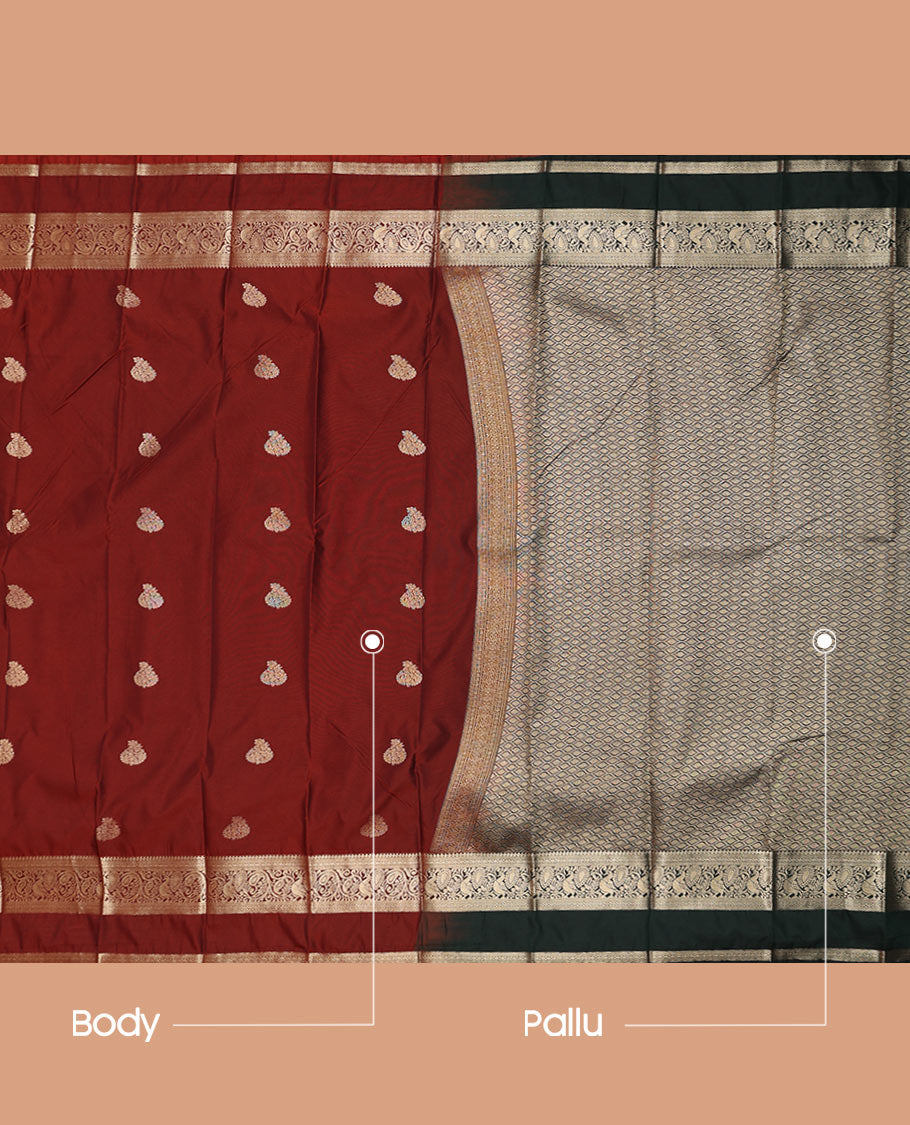 Yellow Budget Silk Saree Artfully Woven with Zari Peacock Buttas, Featuring a Traditional Zari-Design Steeped Border, Captivating Contrast Jaal Pallu, and a Contrast Blouse