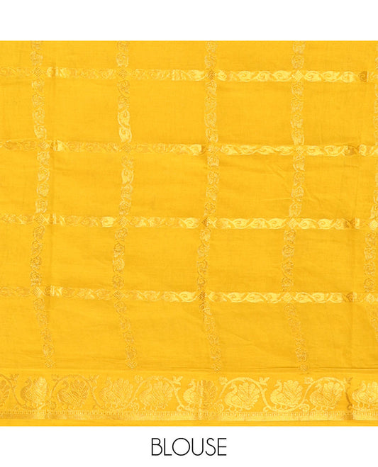 Maroon buttas enclosed zari checked Sungudi cotton saree, contrast traditional zari border & zari woven pallu