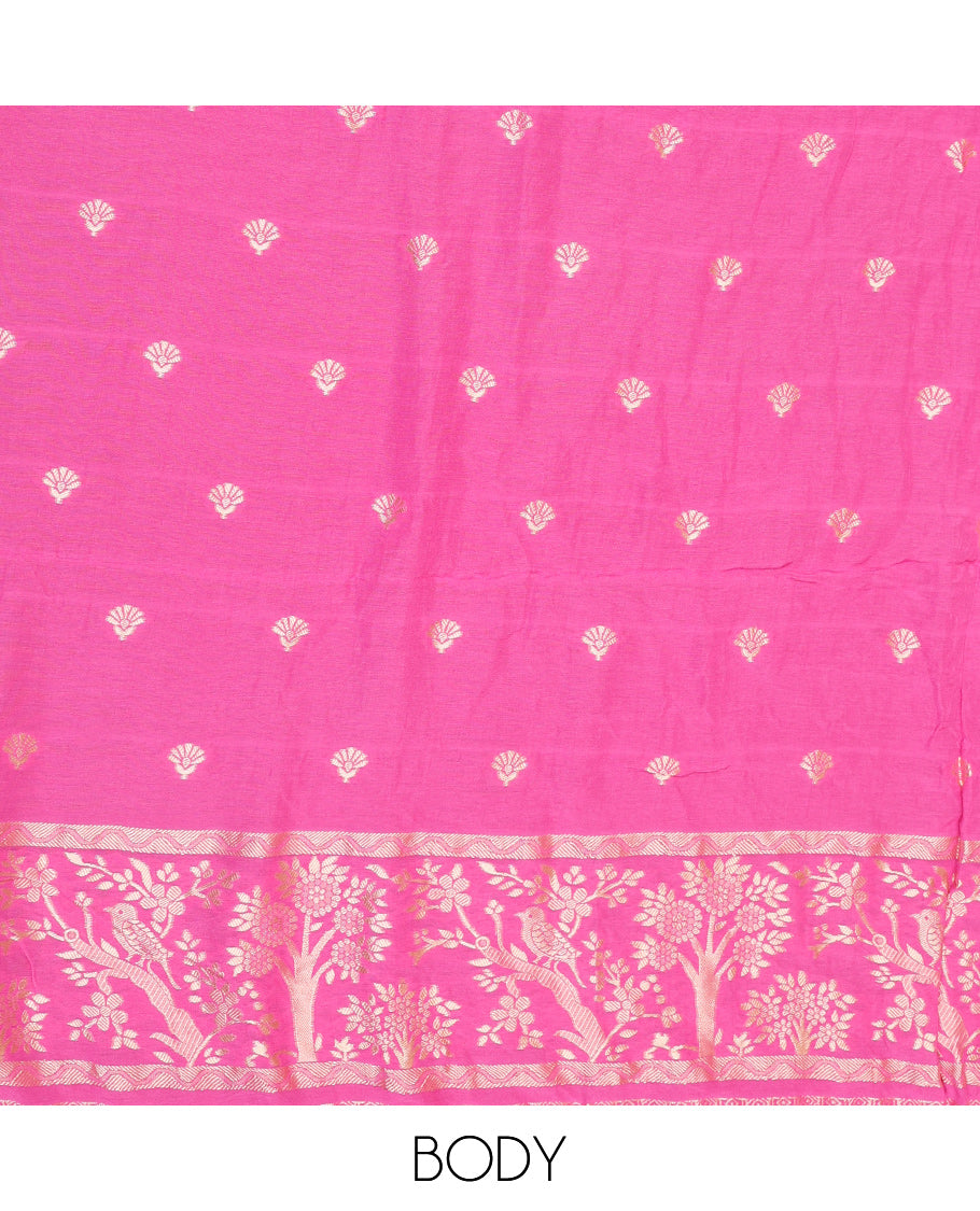 Pink Bandhani Dola Silk Saree