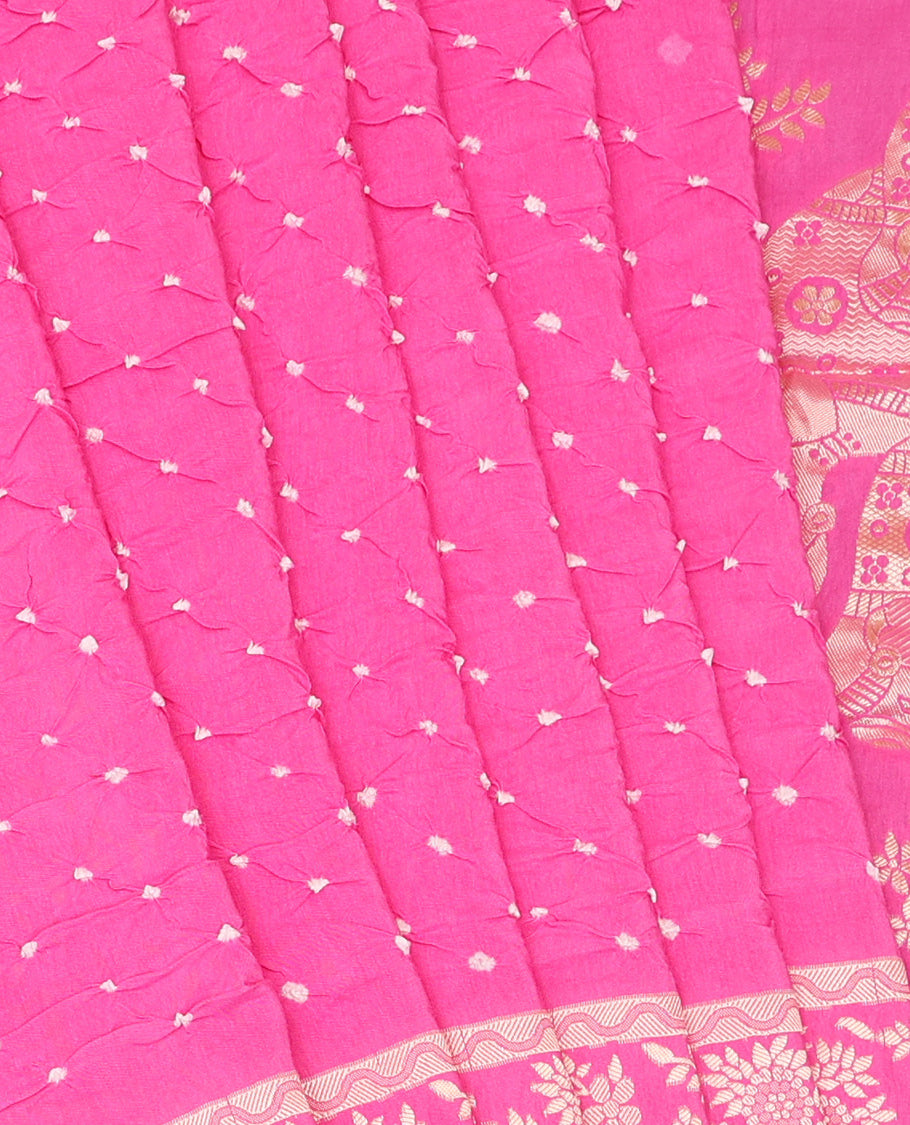 Pink Bandhani Dola Silk Saree