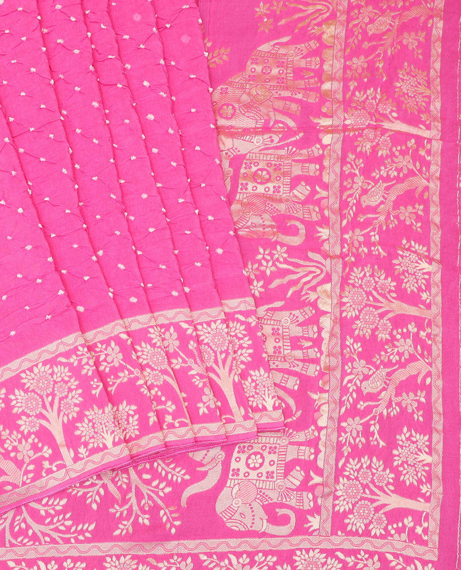 Pink Bandhani Dola Silk Saree