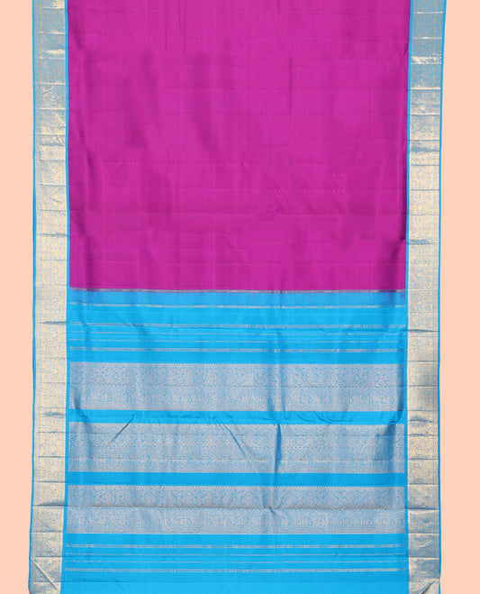 Rani Pink Plain Nine-Yard Pure Silk Saree