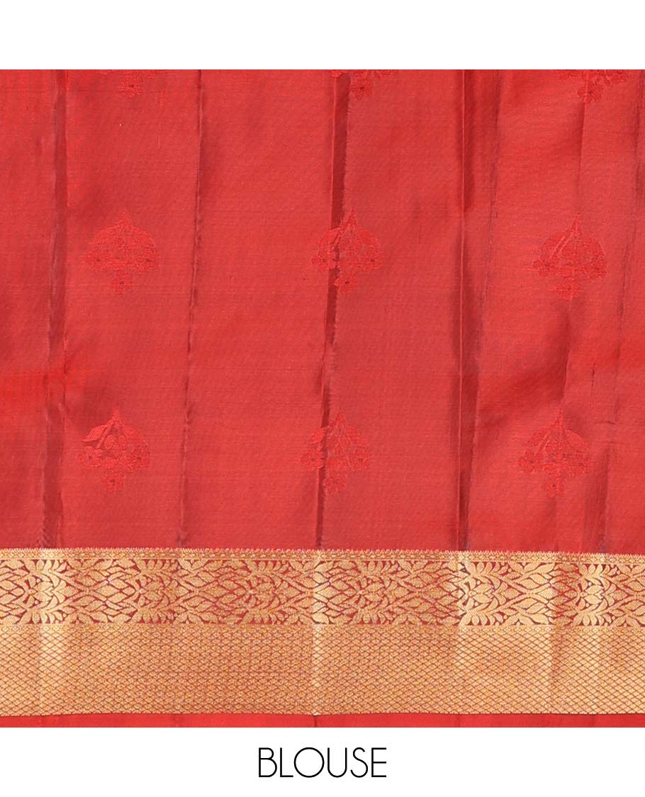 Navy blue zari buttas Vasundhara silk mix saree, contrast border of floral vine, and jaal design, and zari design pallu