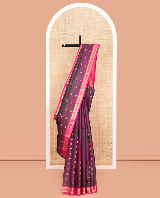 Purple Vasundhara Lite Silk Mix Saree, Beautifully Bedecked with Zari Buttas All Over Its Body, Complemented by Contrast Traditional Zari Border, Grand Jaal Pallu and Paired with a Contrast Blouse