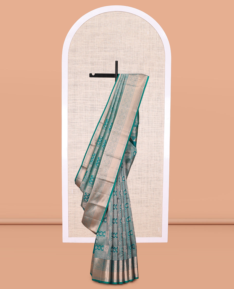 Blue Jacquard Traditional Kanchipuram Wedding Silk Saree