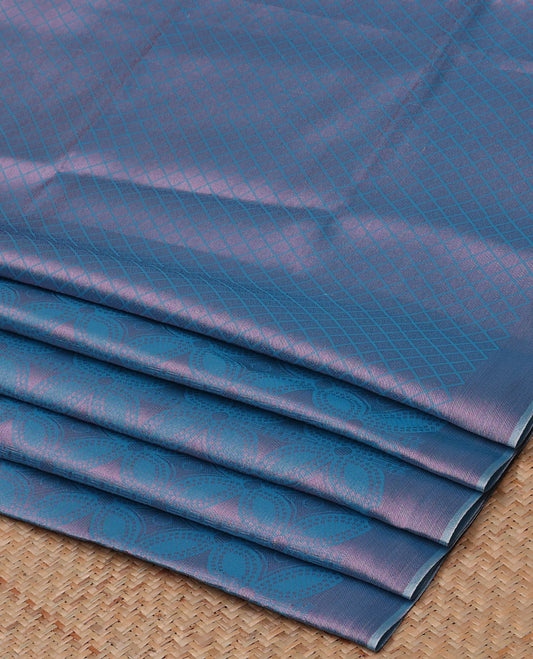 Blue Semi banaras tissue saree with floral designs, plain border & pallu of jaal designs