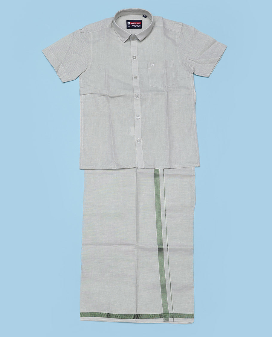 Olive Green cotton shirt with dhoti (ambitious boy)