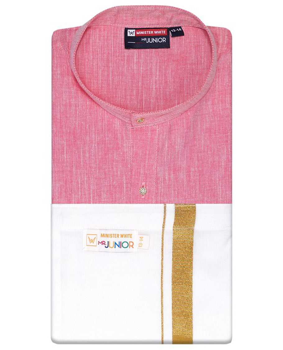 Pink cotton shirt with contrast dhoti (Glamorous boy) 