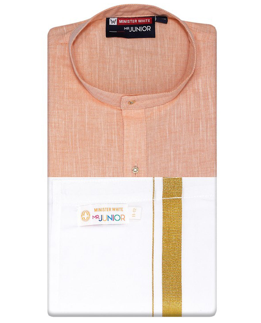 Peach cotton shirt with contrast dhoti (Glamorous boy) 