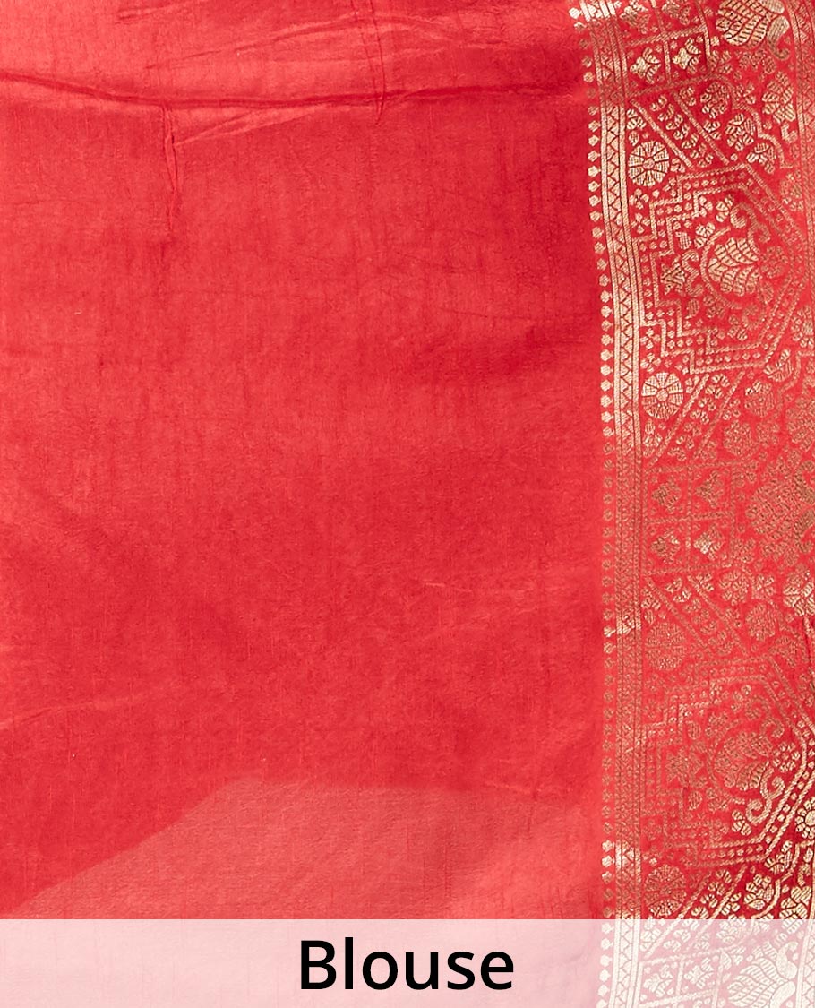 Brown ikkat-style geometric pattern & meena buttas dola silksaree, contrast border & pallu features intricate designs