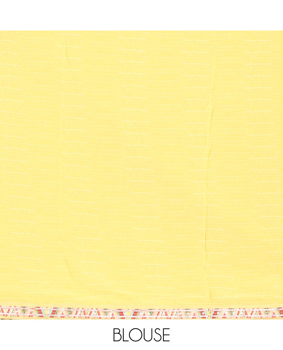 Multi-color chevron designs printed casual wear saree, contrast border of geometric patterns 