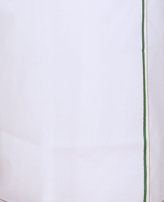 Minister White 4-yard plain design white cotton dhoti with thin border