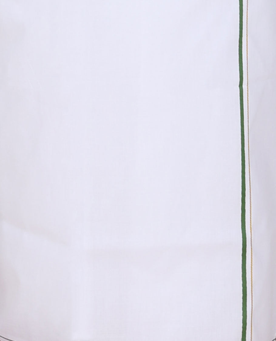 Minister White 4-yard plain design white cotton dhoti with thin border