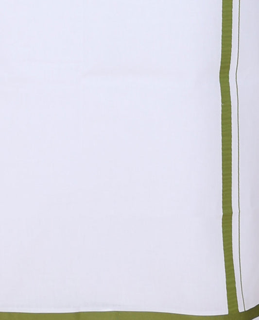 Minister White 4-yard plain design white cotton dhoti with thin border