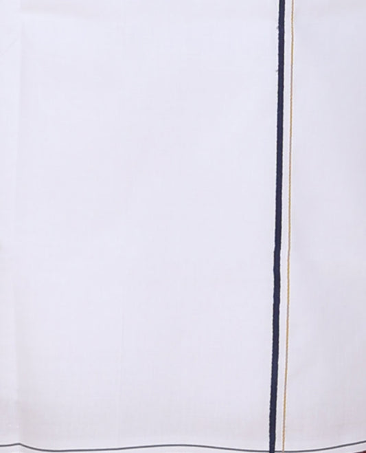 Minister White 4-yard plain design white cotton dhoti with thin border