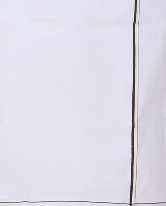 Minister White 4-yard plain design white cotton dhoti with thin border
