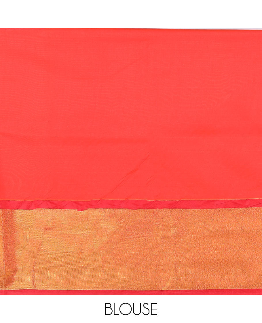Green checked kuppadam cotton saree with unique motifs, contrast zari border & pallu of floral & jaal designs