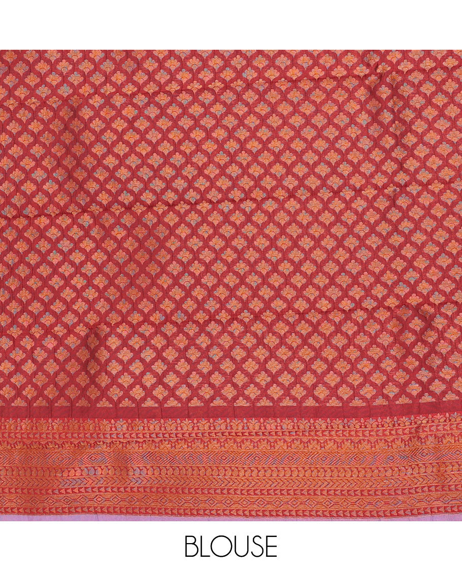 Pack of 2 combo litchi sarees features blue & pink jacquard sarees, traditional motif borders & intricate pallus