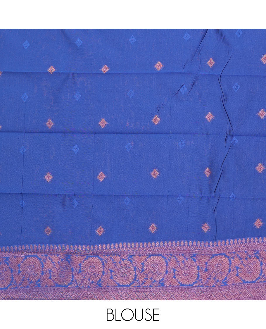 Pack of 2 combo litchi sarees features yellow & blue jacquard sarees, traditional motif borders & intricate pallus