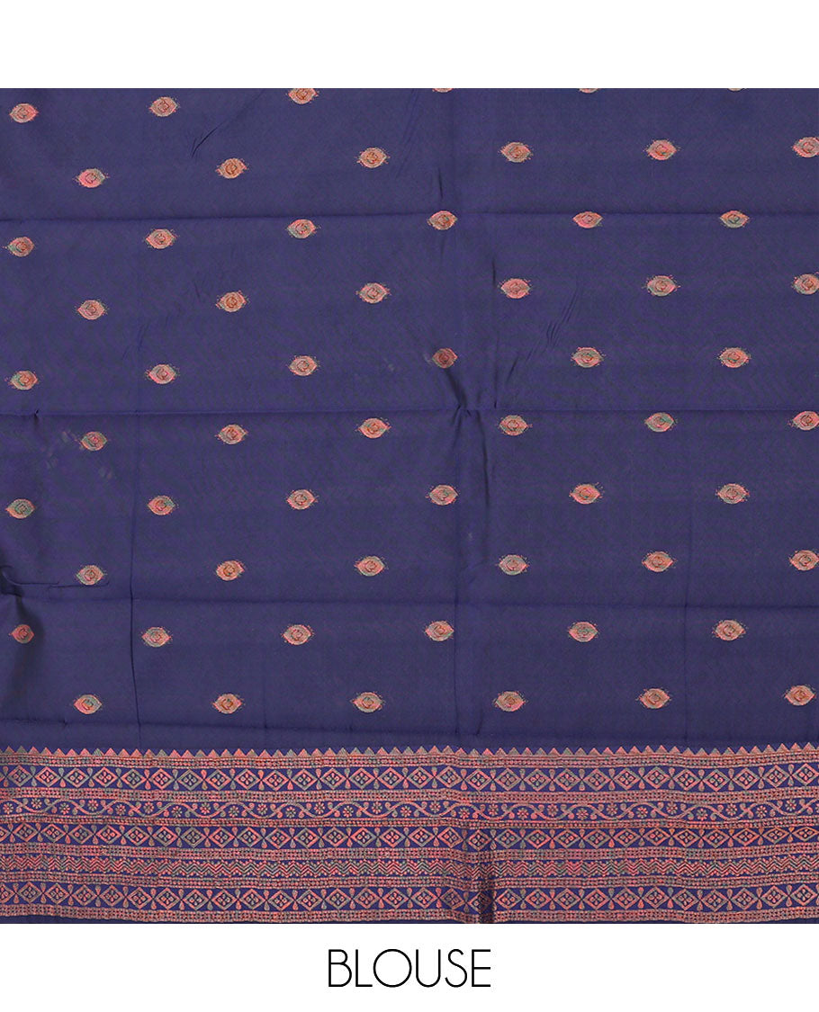 Pack of 2 combo litchi sarees features yellow & blue jacquard sarees, traditional motif borders & intricate pallus