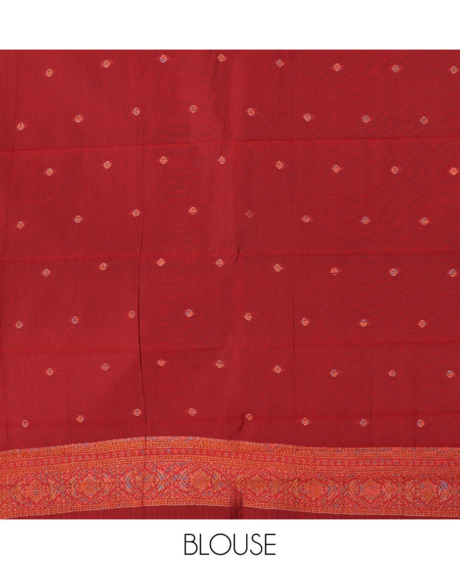 Pack of 2 combo litchi sarees features blue & grey jacquard sarees, traditional motif borders & intricate pallus