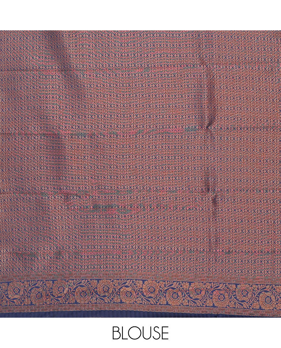 Pack of 2 combo litchi sarees features blue & blue jacquard sarees, traditional motif borders & intricate pallus