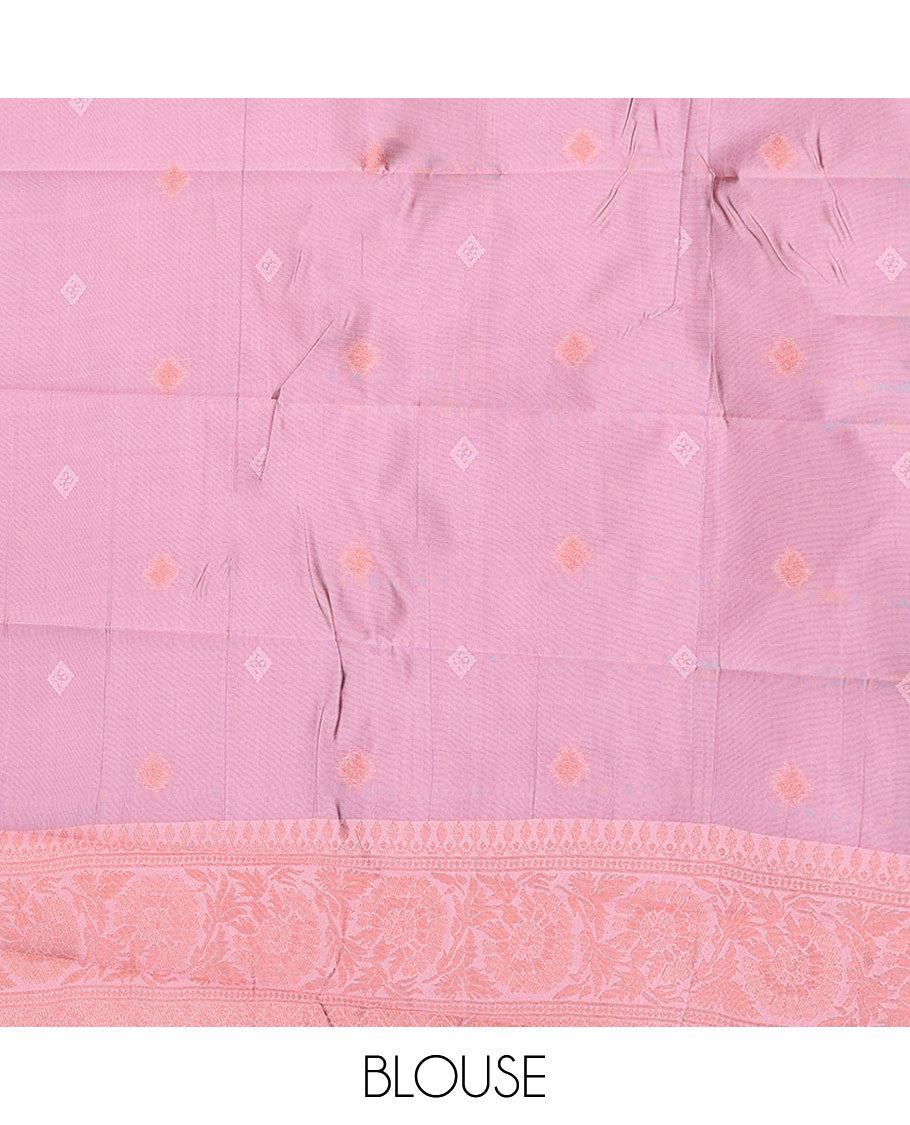 Pack of 2 combo litchi sarees with light sandal & pink jacquard sarees, traditional motif borders & intricate pallus