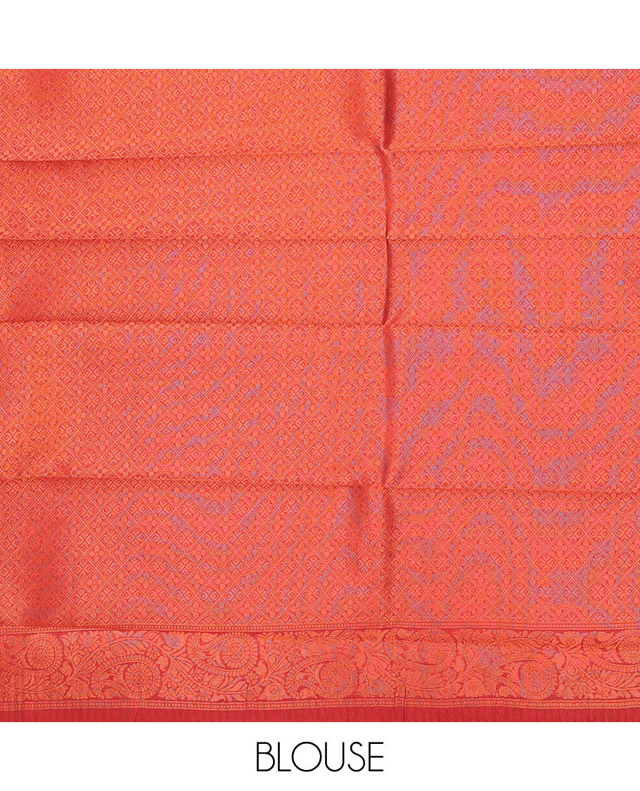 Pack of 2 combo litchi sarees with grey & blue jacquard sarees, contrast traditional motif borders & intricate pallus