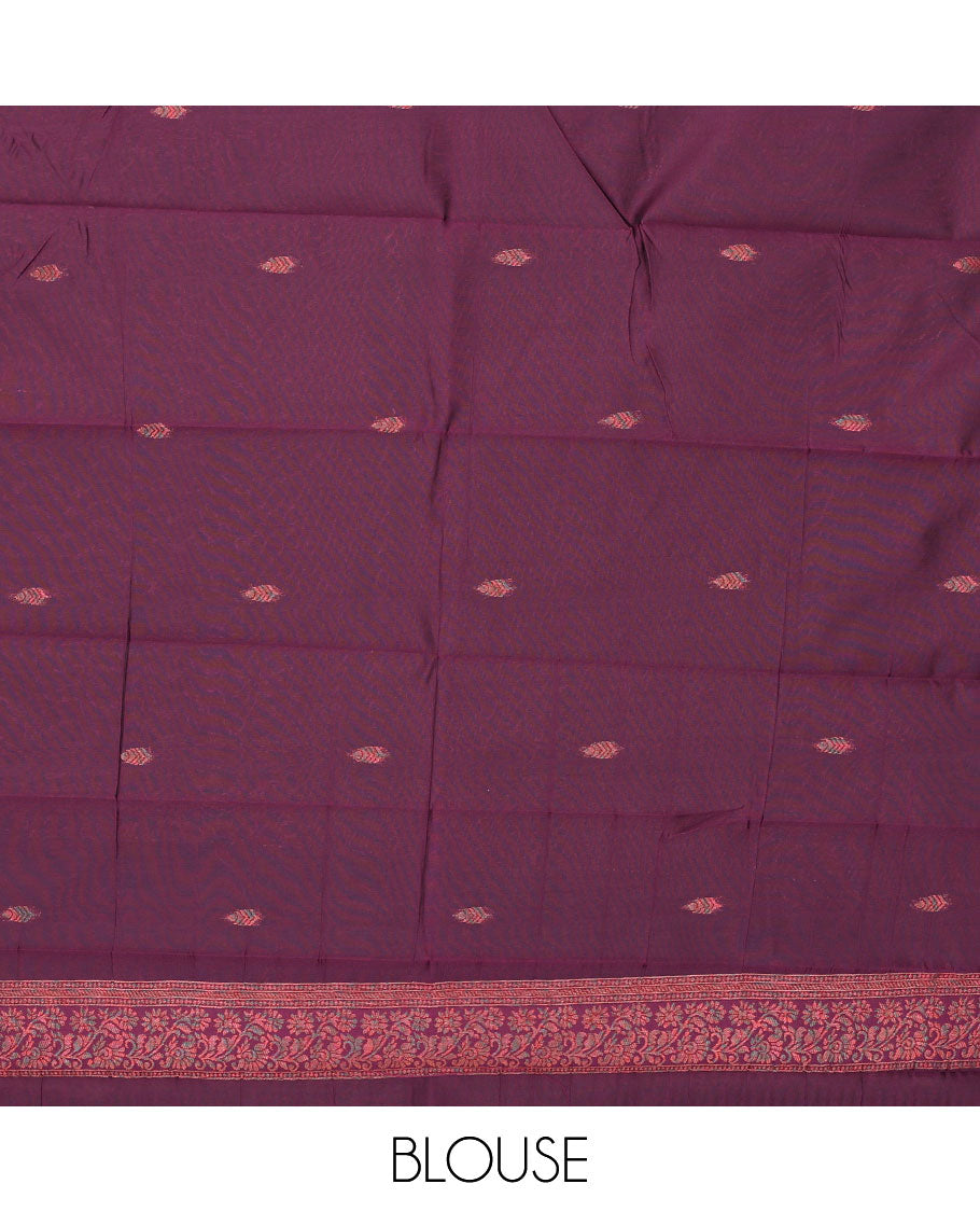 Pack of 2 combo litchi sarees with blue & blue jacquard sarees, contrast traditional motif borders & intricate pallus