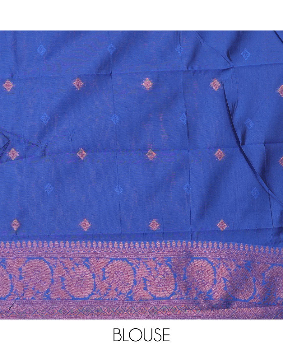 Pack of 2 combo litchi sarees with yellow & blue jacquard sarees, contrast traditional motif borders & intricate pallus