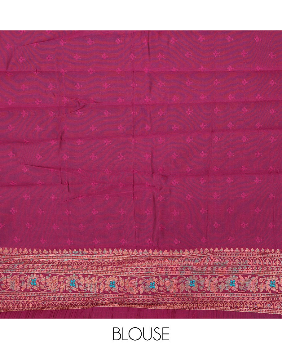 Pack of 2 combo litchi sarees with blue & blue jacquard sarees, contrast traditional motif borders & intricate pallus
