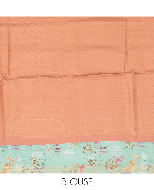 Pack of 2 fancy softy sarees features pink & green floral vine printed sarees, contrast traditional design borders