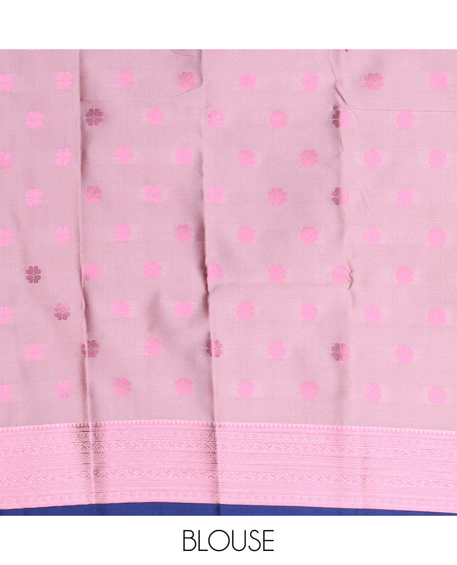 Blue butter silk saree with zari designs, contrast zari traditional design border & pallu of intricate designs