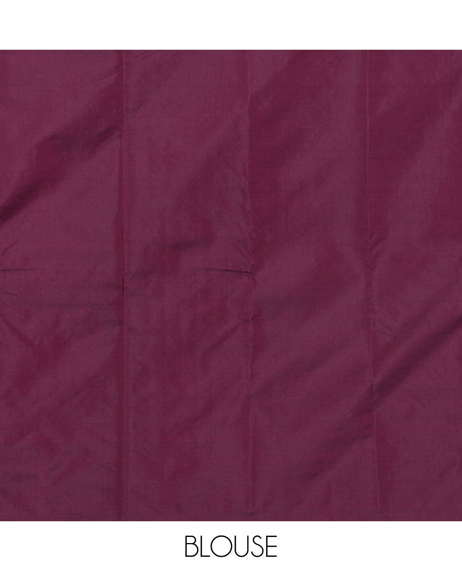 Borderless purple & blue striped aarani saree with zig-zag stripes, self-pallu of zig-zag stripes