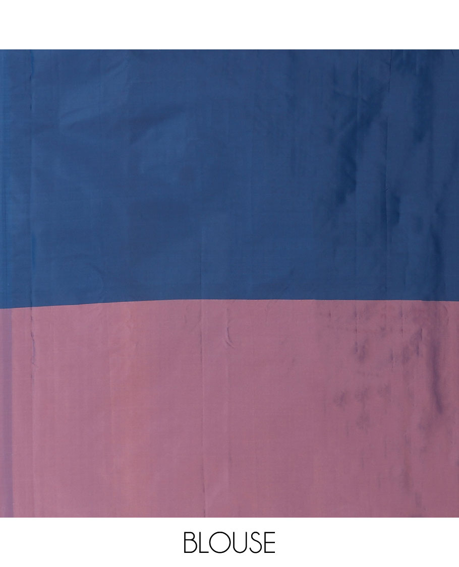 Borderless purple & blue aarani saree with zig-zag stripes, self-pallu of stripes & zig-zag stripes