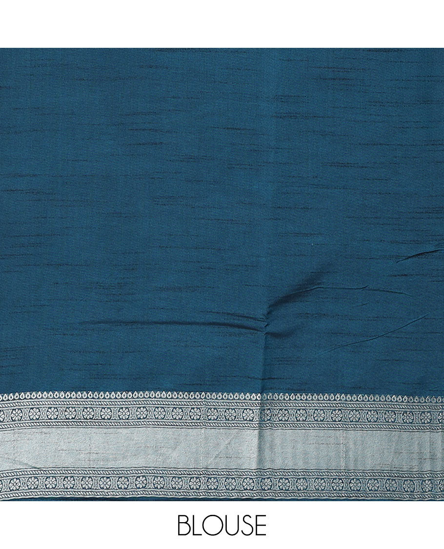 Blue paisley vine jacquard design fancy softy saree, traditional zari border & pallu of intricate designs